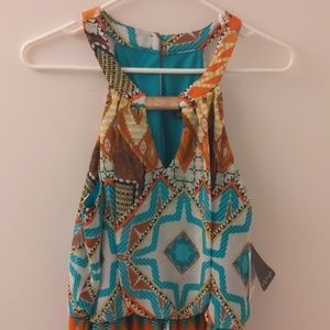 BNWT high neck floor length multi color dress